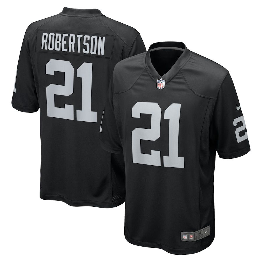 Men Oakland Raiders #21 Amik Robertson Nike Black Team Game NFL Jersey